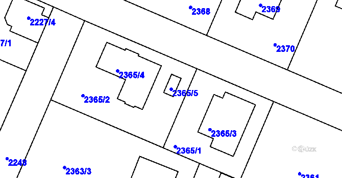 Parcela st. 2365/5 v KÚ Újezd nad Lesy, Katastrální mapa