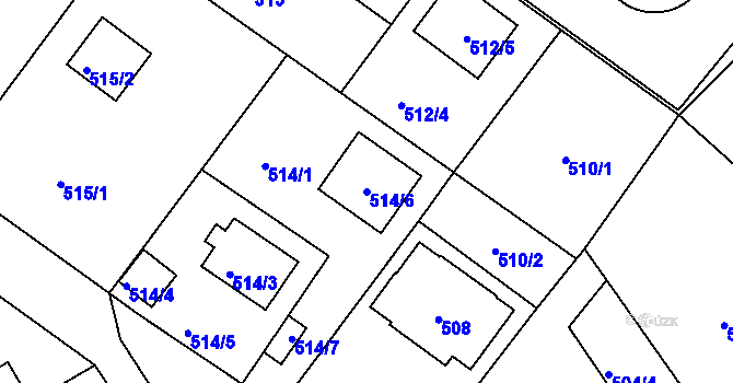 Parcela st. 514/6 v KÚ Újezd nad Lesy, Katastrální mapa
