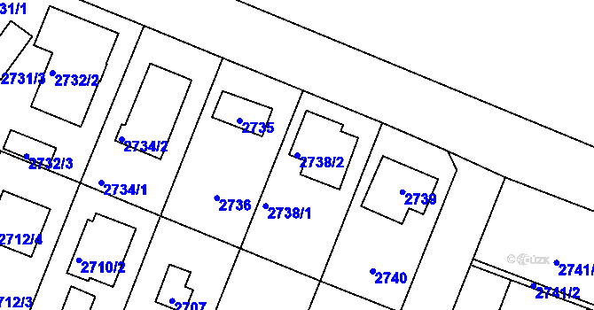 Parcela st. 2738/2 v KÚ Újezd nad Lesy, Katastrální mapa