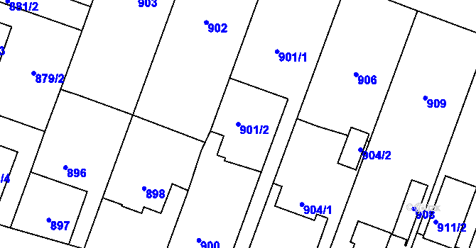 Parcela st. 901/2 v KÚ Újezd nad Lesy, Katastrální mapa