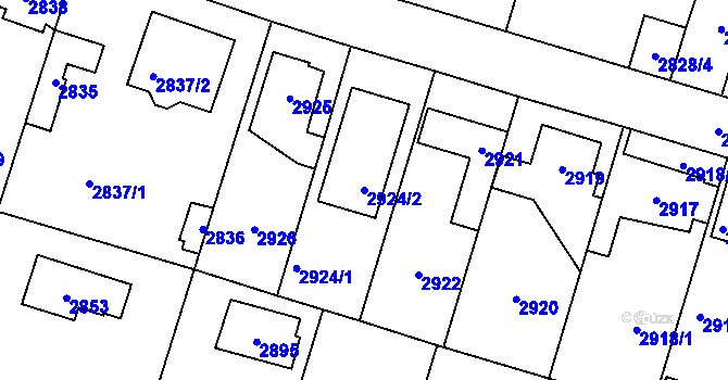 Parcela st. 2924/2 v KÚ Újezd nad Lesy, Katastrální mapa