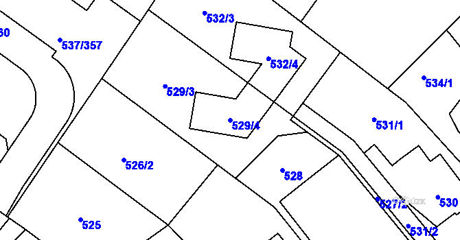 Parcela st. 529/4 v KÚ Újezd nad Lesy, Katastrální mapa