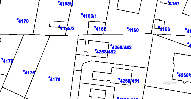 Parcela st. 4268/452 v KÚ Újezd nad Lesy, Katastrální mapa