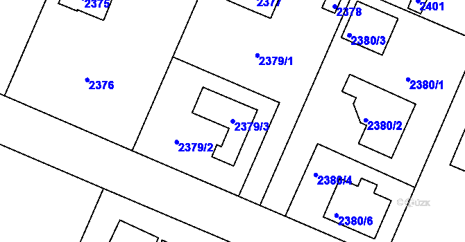 Parcela st. 2379/3 v KÚ Újezd nad Lesy, Katastrální mapa