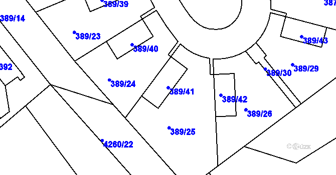 Parcela st. 389/41 v KÚ Újezd nad Lesy, Katastrální mapa