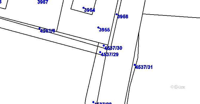 Parcela st. 4537/29 v KÚ Újezd nad Lesy, Katastrální mapa