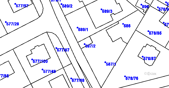 Parcela st. 587/2 v KÚ Újezd nad Lesy, Katastrální mapa