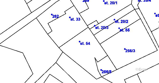 Parcela st. 54 v KÚ Újezd nad Zbečnem, Katastrální mapa