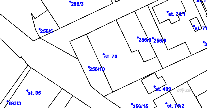 Parcela st. 70 v KÚ Újezd nad Zbečnem, Katastrální mapa