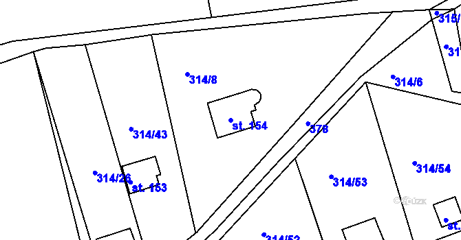 Parcela st. 154 v KÚ Újezd nad Zbečnem, Katastrální mapa