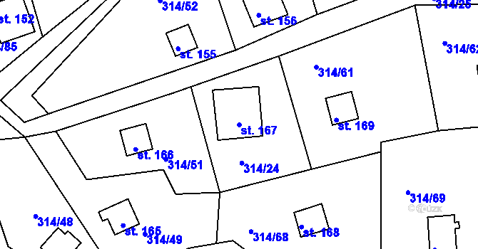 Parcela st. 167 v KÚ Újezd nad Zbečnem, Katastrální mapa