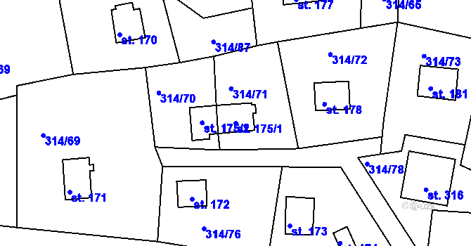 Parcela st. 175/1 v KÚ Újezd nad Zbečnem, Katastrální mapa