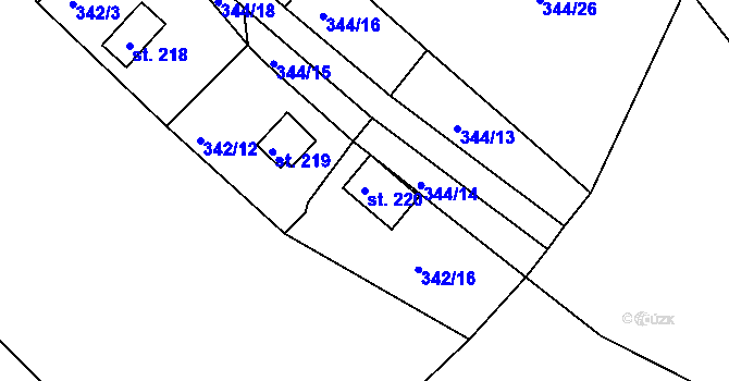 Parcela st. 220 v KÚ Újezd nad Zbečnem, Katastrální mapa