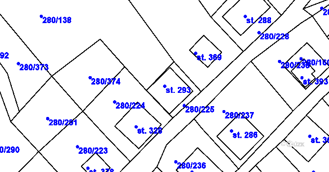 Parcela st. 293 v KÚ Újezd nad Zbečnem, Katastrální mapa