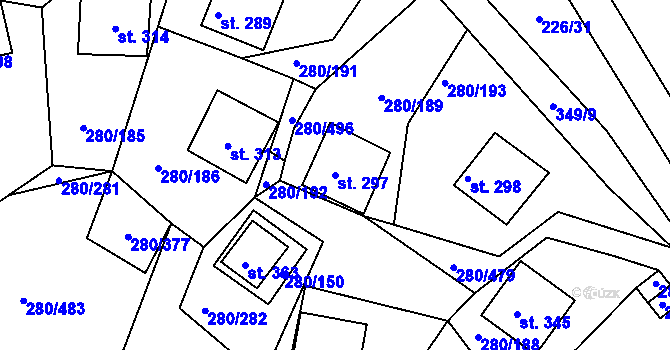 Parcela st. 297 v KÚ Újezd nad Zbečnem, Katastrální mapa