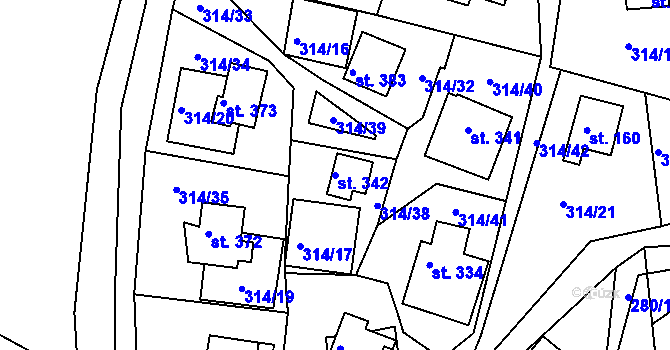 Parcela st. 342 v KÚ Újezd nad Zbečnem, Katastrální mapa