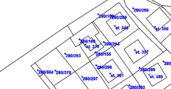 Parcela st. 370 v KÚ Újezd nad Zbečnem, Katastrální mapa