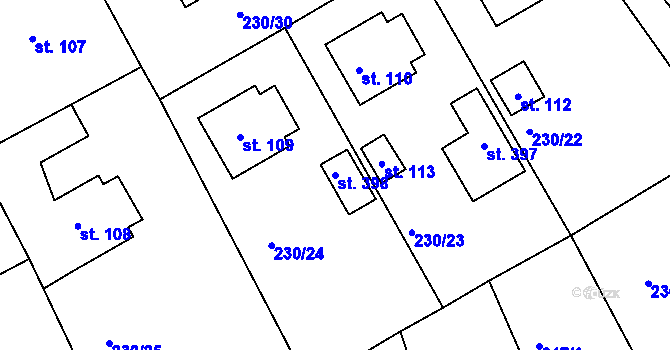 Parcela st. 398 v KÚ Újezd nad Zbečnem, Katastrální mapa