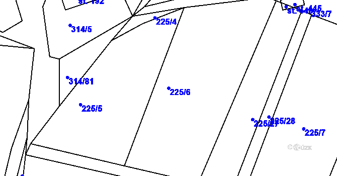 Parcela st. 225/6 v KÚ Újezd nad Zbečnem, Katastrální mapa