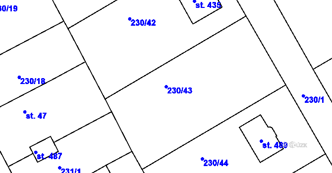 Parcela st. 230/43 v KÚ Újezd nad Zbečnem, Katastrální mapa