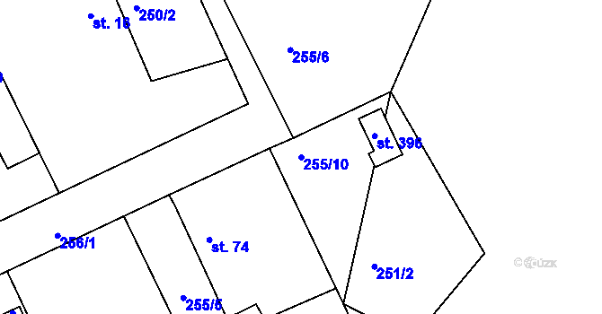 Parcela st. 255/10 v KÚ Újezd nad Zbečnem, Katastrální mapa