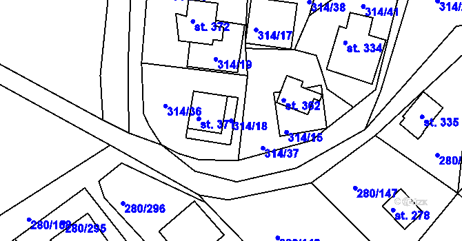 Parcela st. 314/18 v KÚ Újezd nad Zbečnem, Katastrální mapa