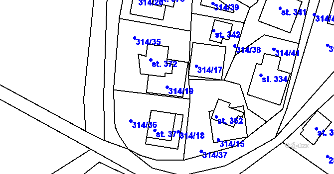 Parcela st. 314/19 v KÚ Újezd nad Zbečnem, Katastrální mapa