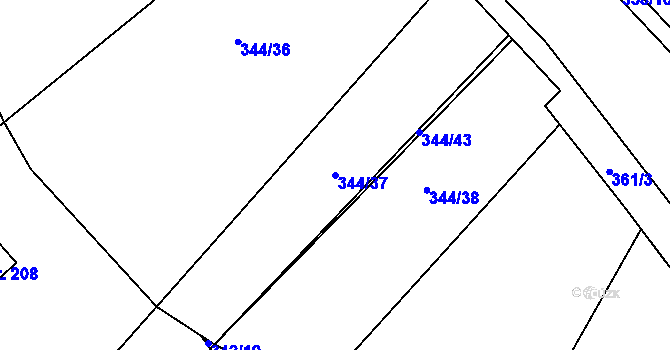 Parcela st. 344/37 v KÚ Újezd nad Zbečnem, Katastrální mapa