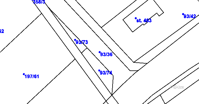 Parcela st. 93/36 v KÚ Újezd nad Zbečnem, Katastrální mapa