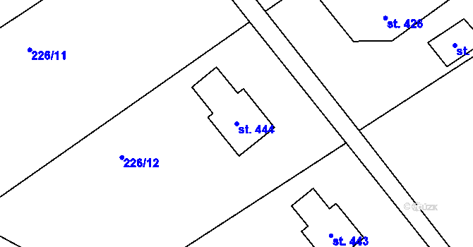 Parcela st. 444 v KÚ Újezd nad Zbečnem, Katastrální mapa