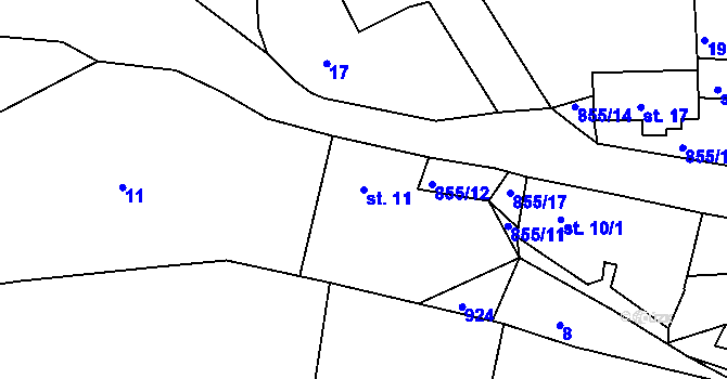 Parcela st. 11 v KÚ Újezd nade Mží, Katastrální mapa