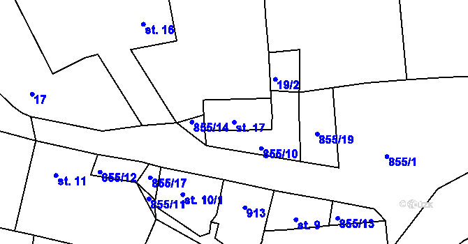 Parcela st. 17 v KÚ Újezd nade Mží, Katastrální mapa