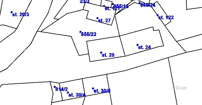 Parcela st. 25 v KÚ Újezd nade Mží, Katastrální mapa