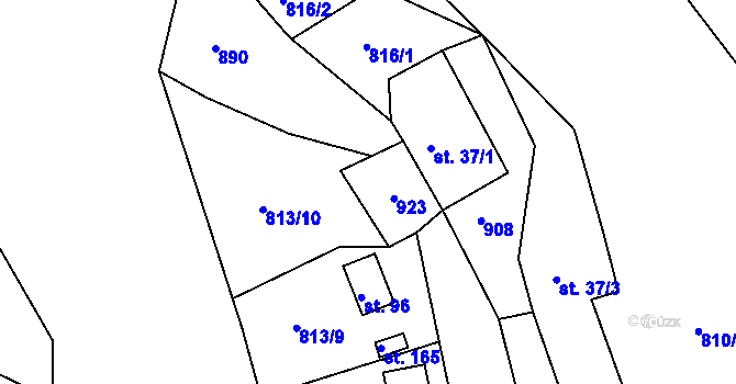 Parcela st. 37/2 v KÚ Újezd nade Mží, Katastrální mapa