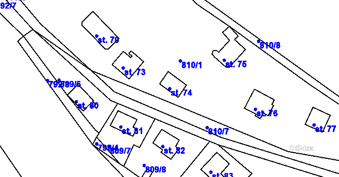 Parcela st. 74 v KÚ Újezd nade Mží, Katastrální mapa
