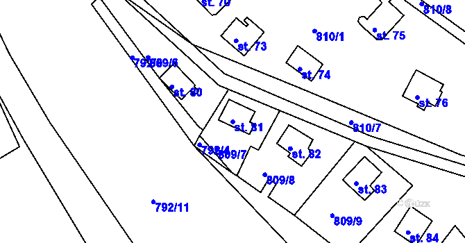 Parcela st. 81 v KÚ Újezd nade Mží, Katastrální mapa