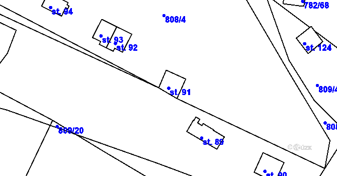 Parcela st. 91 v KÚ Újezd nade Mží, Katastrální mapa