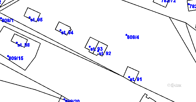 Parcela st. 92 v KÚ Újezd nade Mží, Katastrální mapa