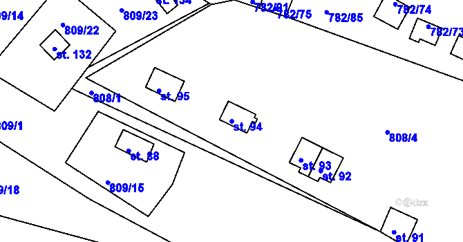 Parcela st. 94 v KÚ Újezd nade Mží, Katastrální mapa