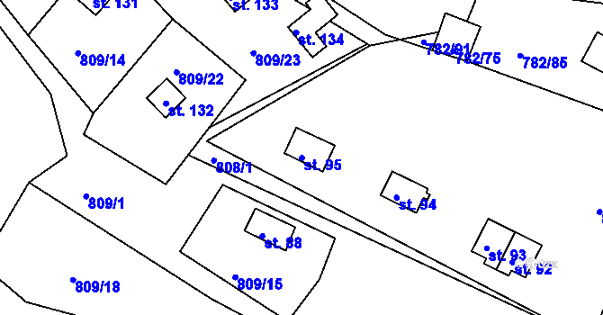 Parcela st. 95 v KÚ Újezd nade Mží, Katastrální mapa
