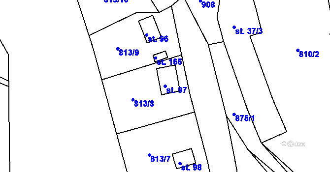 Parcela st. 97 v KÚ Újezd nade Mží, Katastrální mapa
