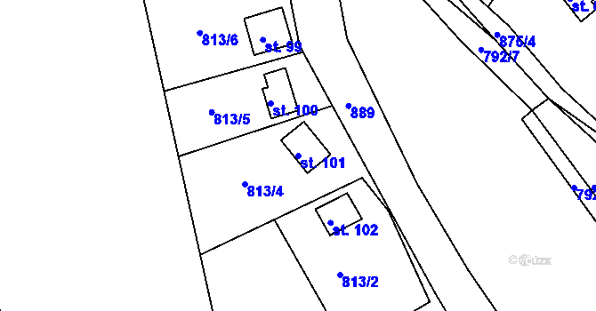 Parcela st. 101 v KÚ Újezd nade Mží, Katastrální mapa