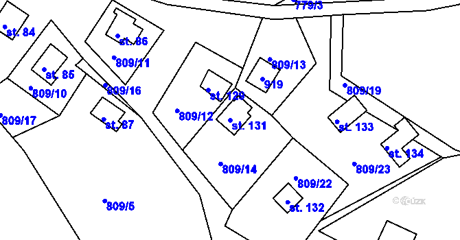 Parcela st. 131 v KÚ Újezd nade Mží, Katastrální mapa