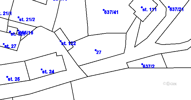 Parcela st. 27 v KÚ Újezd nade Mží, Katastrální mapa