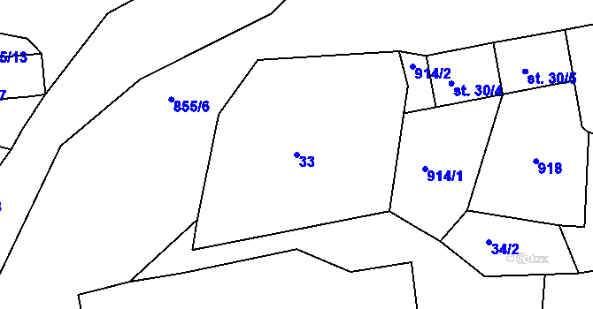 Parcela st. 33 v KÚ Újezd nade Mží, Katastrální mapa
