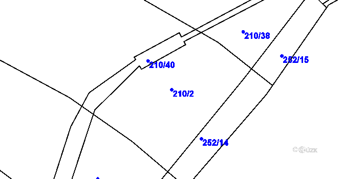 Parcela st. 210/2 v KÚ Újezd nade Mží, Katastrální mapa