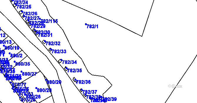 Parcela st. 782/1 v KÚ Újezd nade Mží, Katastrální mapa
