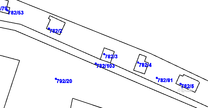 Parcela st. 782/3 v KÚ Újezd nade Mží, Katastrální mapa