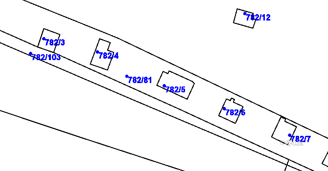 Parcela st. 782/5 v KÚ Újezd nade Mží, Katastrální mapa