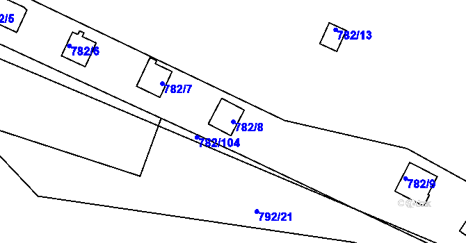 Parcela st. 782/8 v KÚ Újezd nade Mží, Katastrální mapa